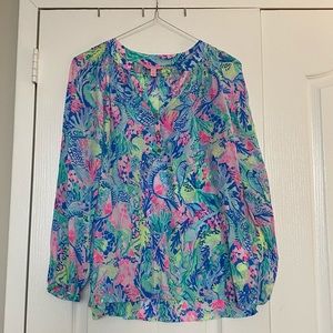 Lilly Pulitzer Elsa Silk Top in Mermaids Cove